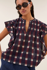 By Bar Danee Ikat Blouse Wine Print