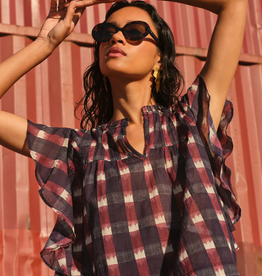 By Bar Danee Ikat Blouse Wine Print