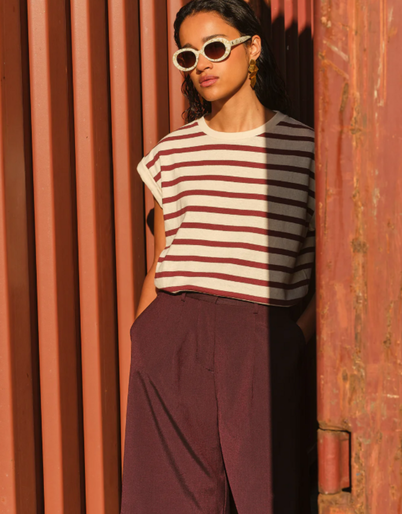 By Bar Tobi Stripe Top Grain Wine Stripe
