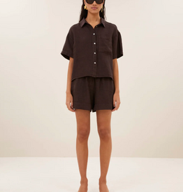 By Bar Mara Linen Blouse Espresso