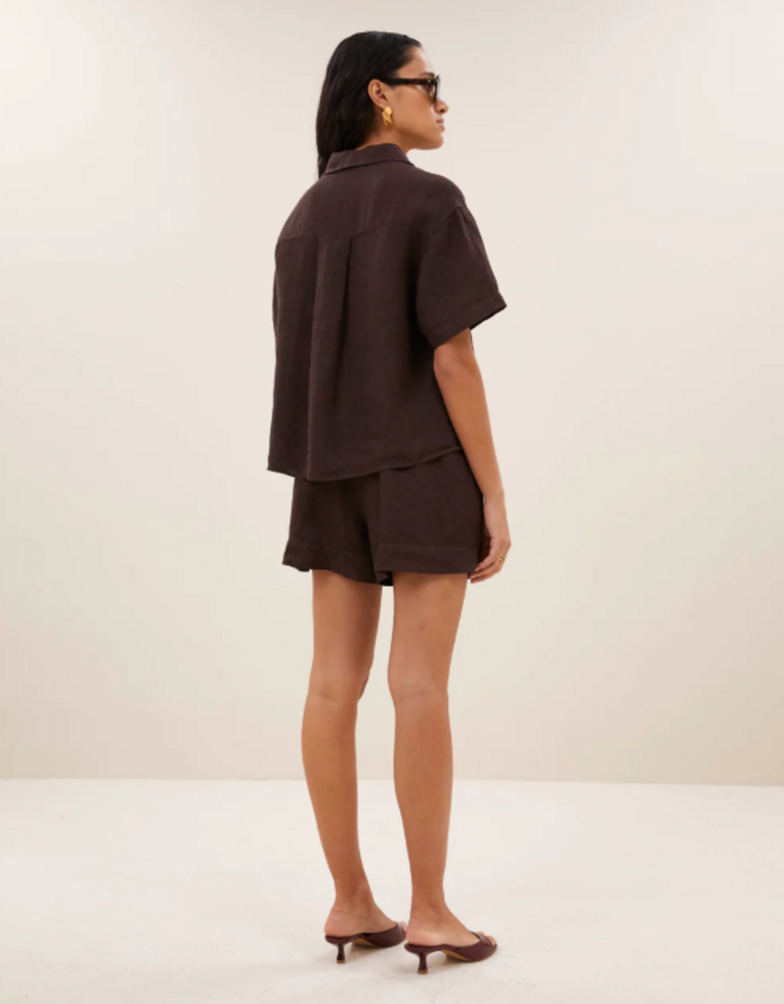 By Bar Mara Linen Blouse Espresso