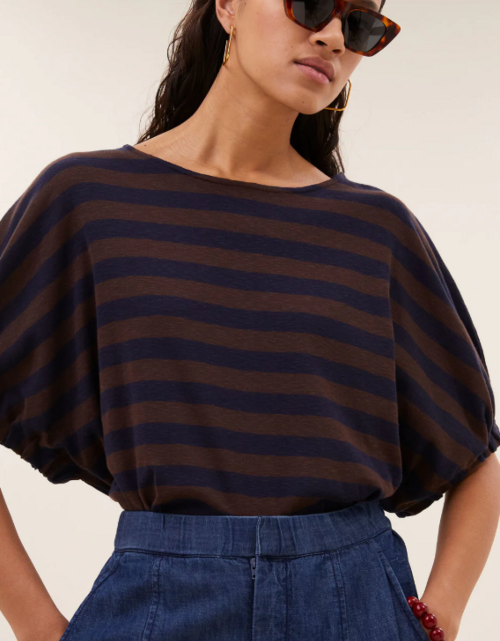 By Bar Merle Big Stripe Top Coffee Bean