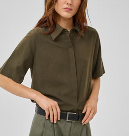 My Essential Wardrobe Dias SS Boxy Shirt Forest Night