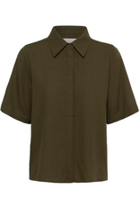 My Essential Wardrobe Dias SS Boxy Shirt Forest Night