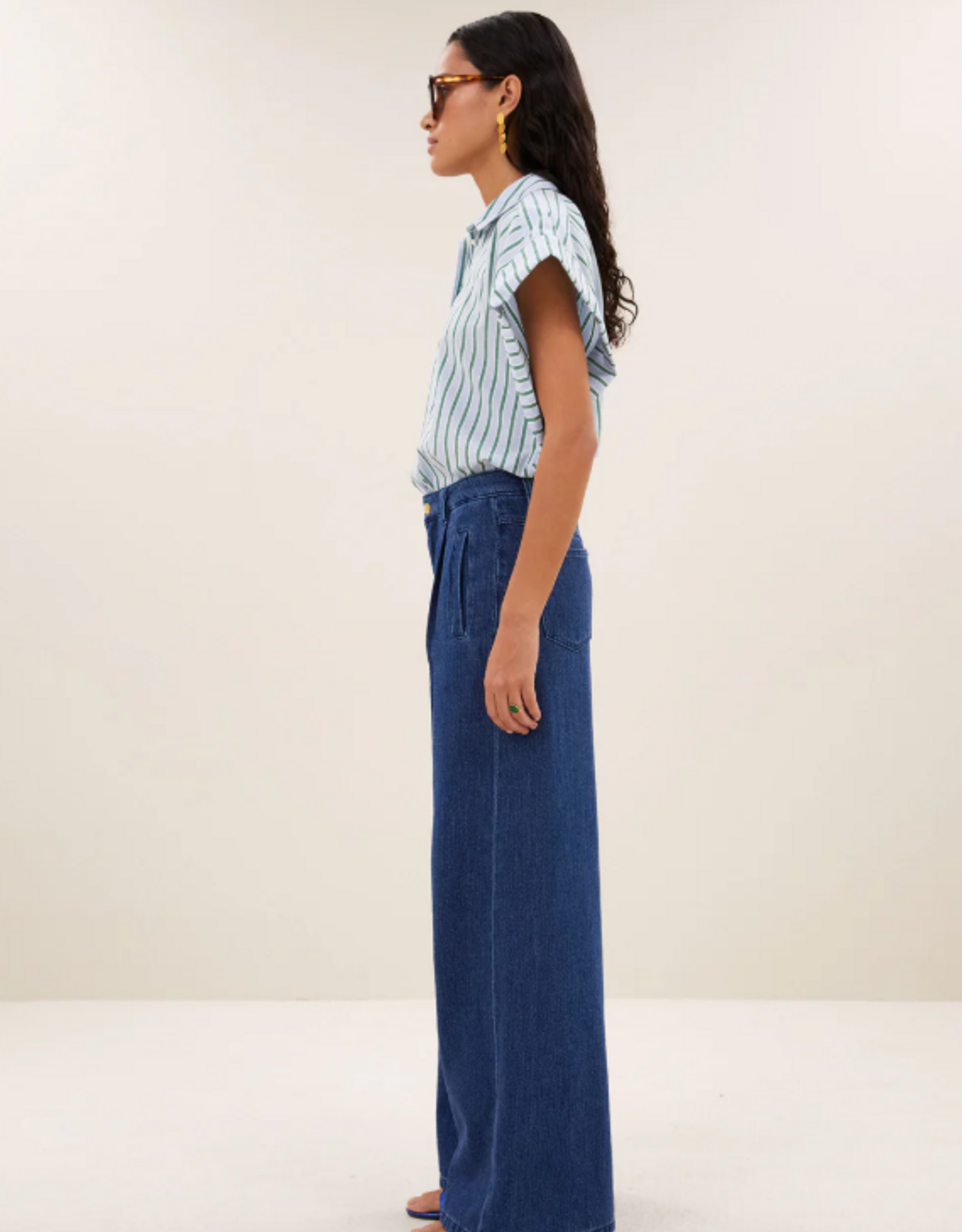 By Bar Pixie Sea Blouse Green Stripe