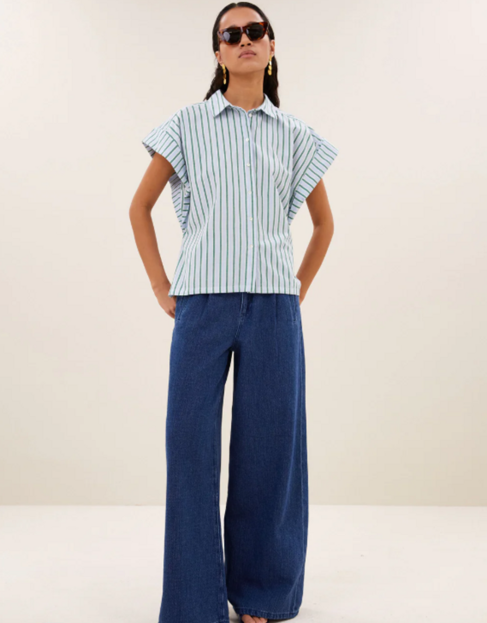 By Bar Pixie Sea Blouse Green Stripe