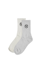Moss Copenhagen Sporty Icon Socks Key White/Light Grey Melange