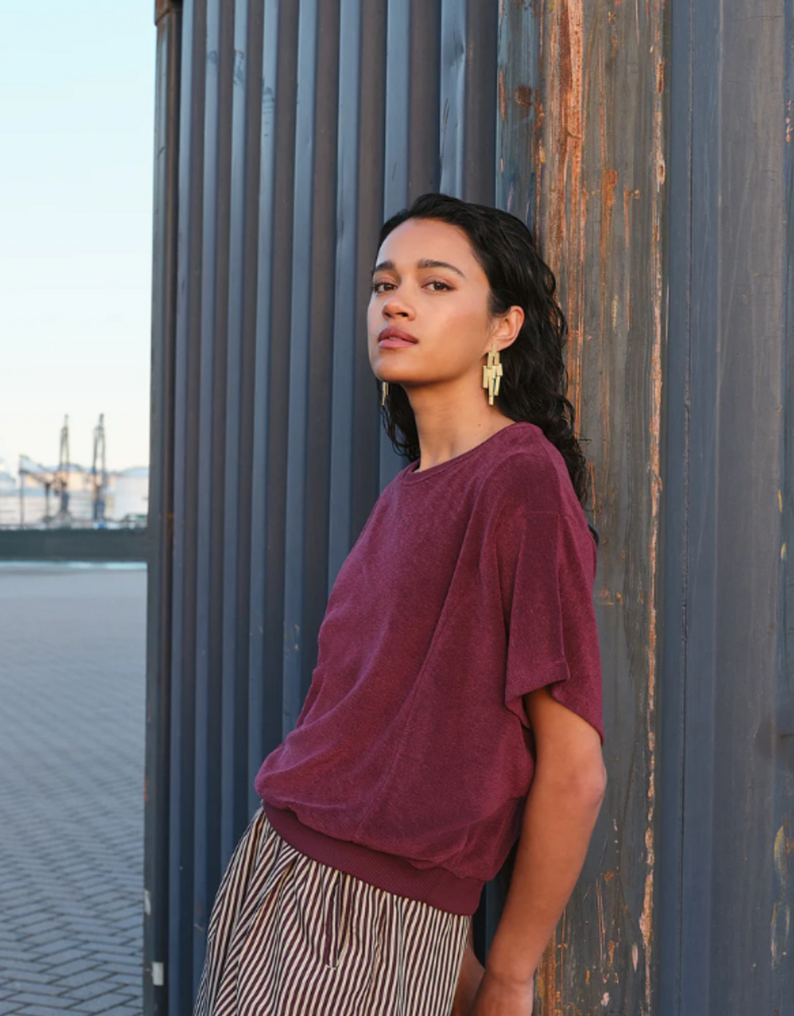 By Bar Nuki Slub Top Burgundy Crush