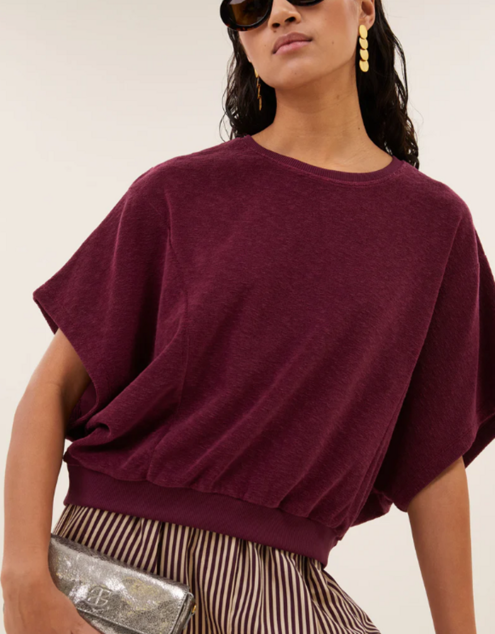By Bar Nuki Slub Top Burgundy Crush