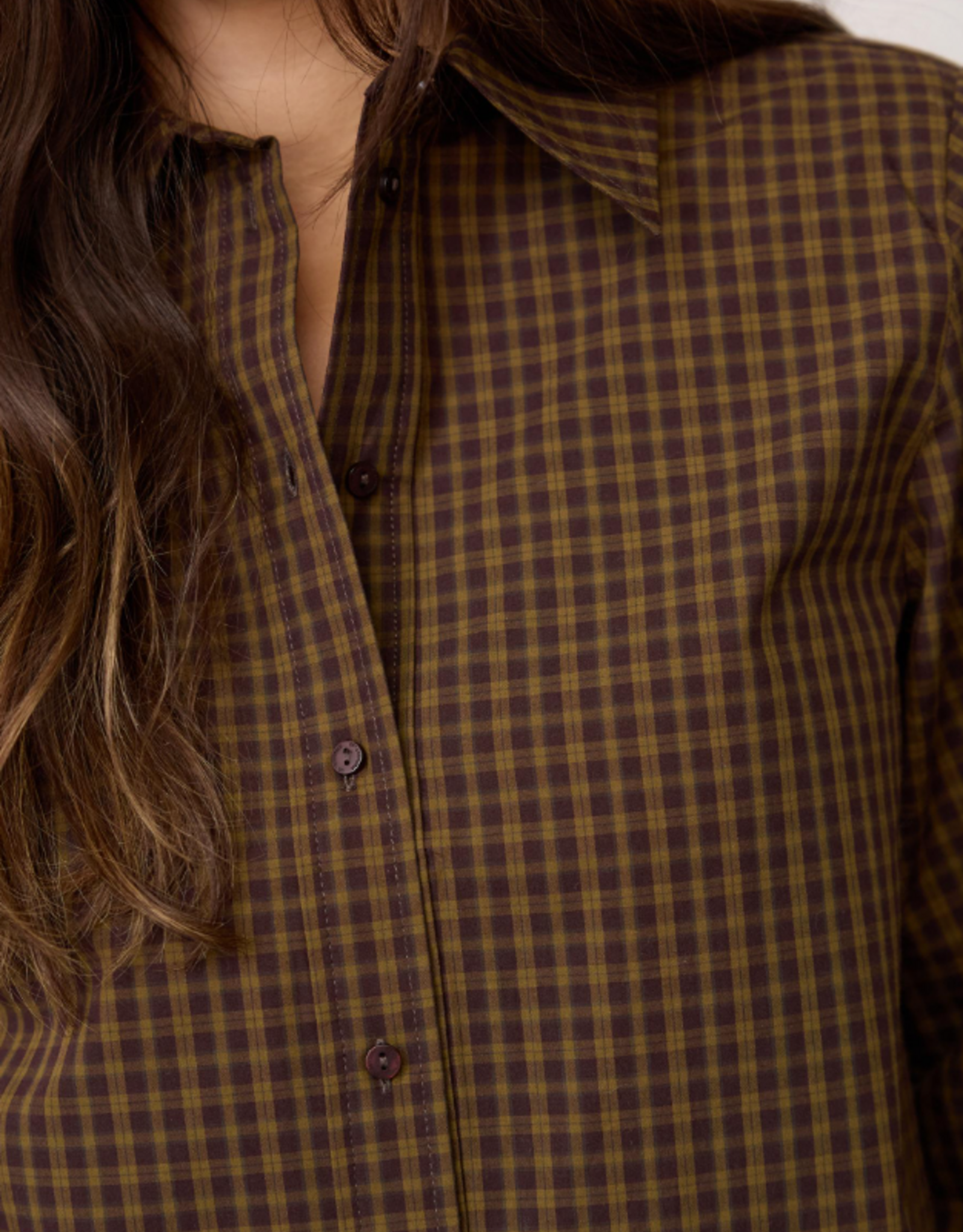 Co'Couture Teffa Padded Check Shirt Olive