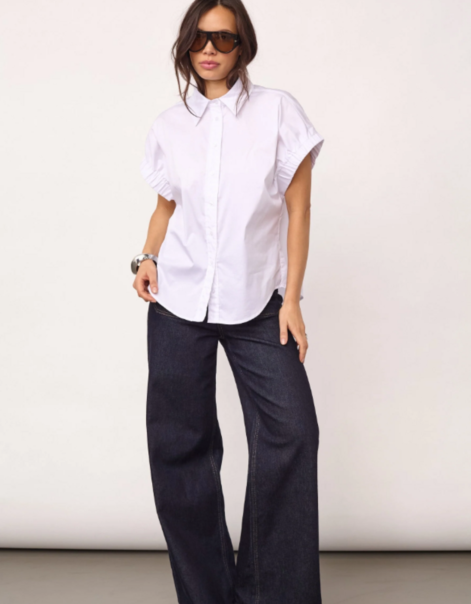 Co'Couture Poppy Elastic Cuff SS Shirt White