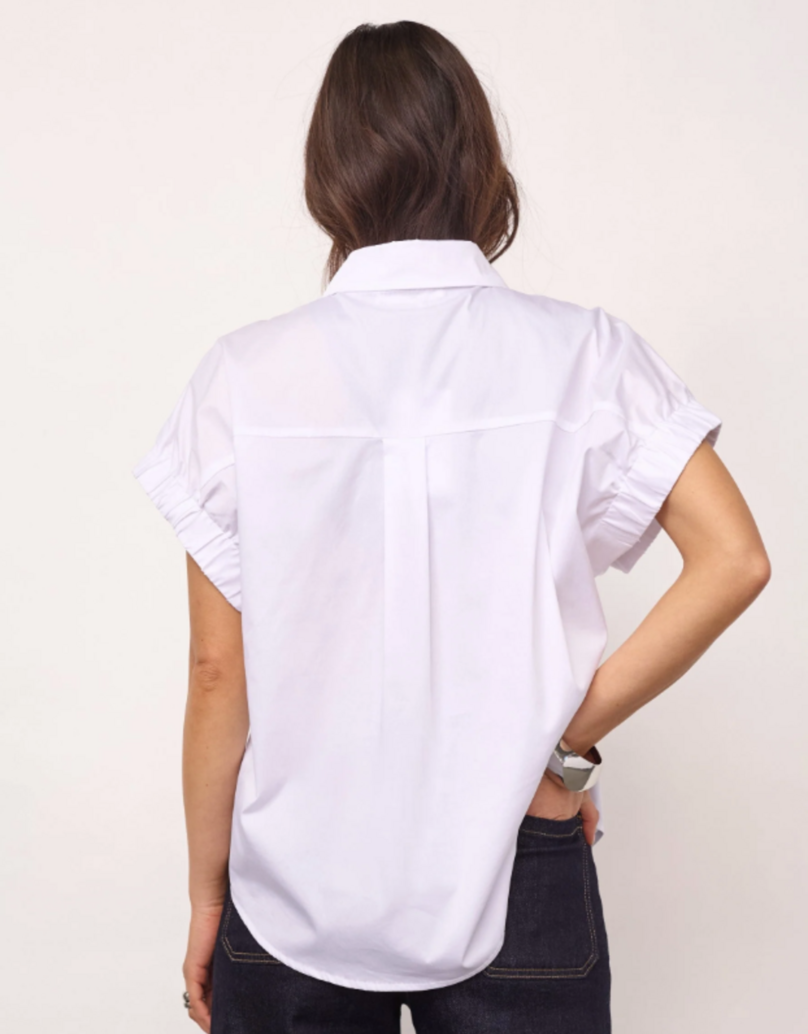 Co'Couture Poppy Elastic Cuff SS Shirt White