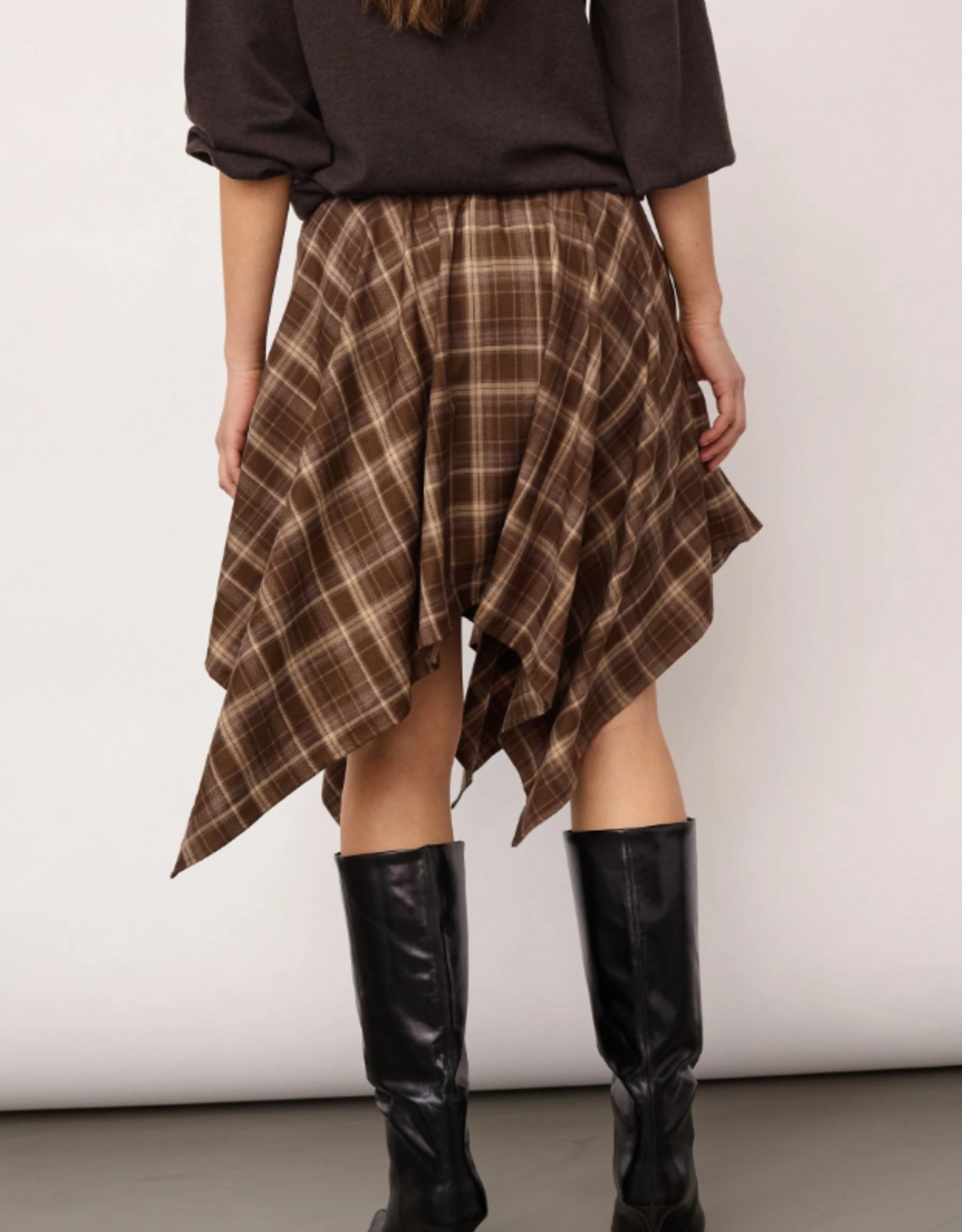 Co'Couture Dagny Check Tie Skirt Brown