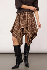 Co'Couture Dagny Check Tie Skirt Brown