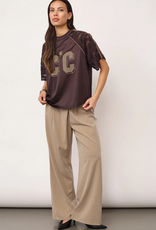Co'Couture Trey Logo Lace Tee Dark Brown