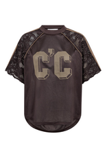 Co'Couture Trey Logo Lace Tee Dark Brown