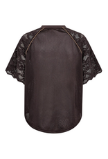 Co'Couture Trey Logo Lace Tee Dark Brown