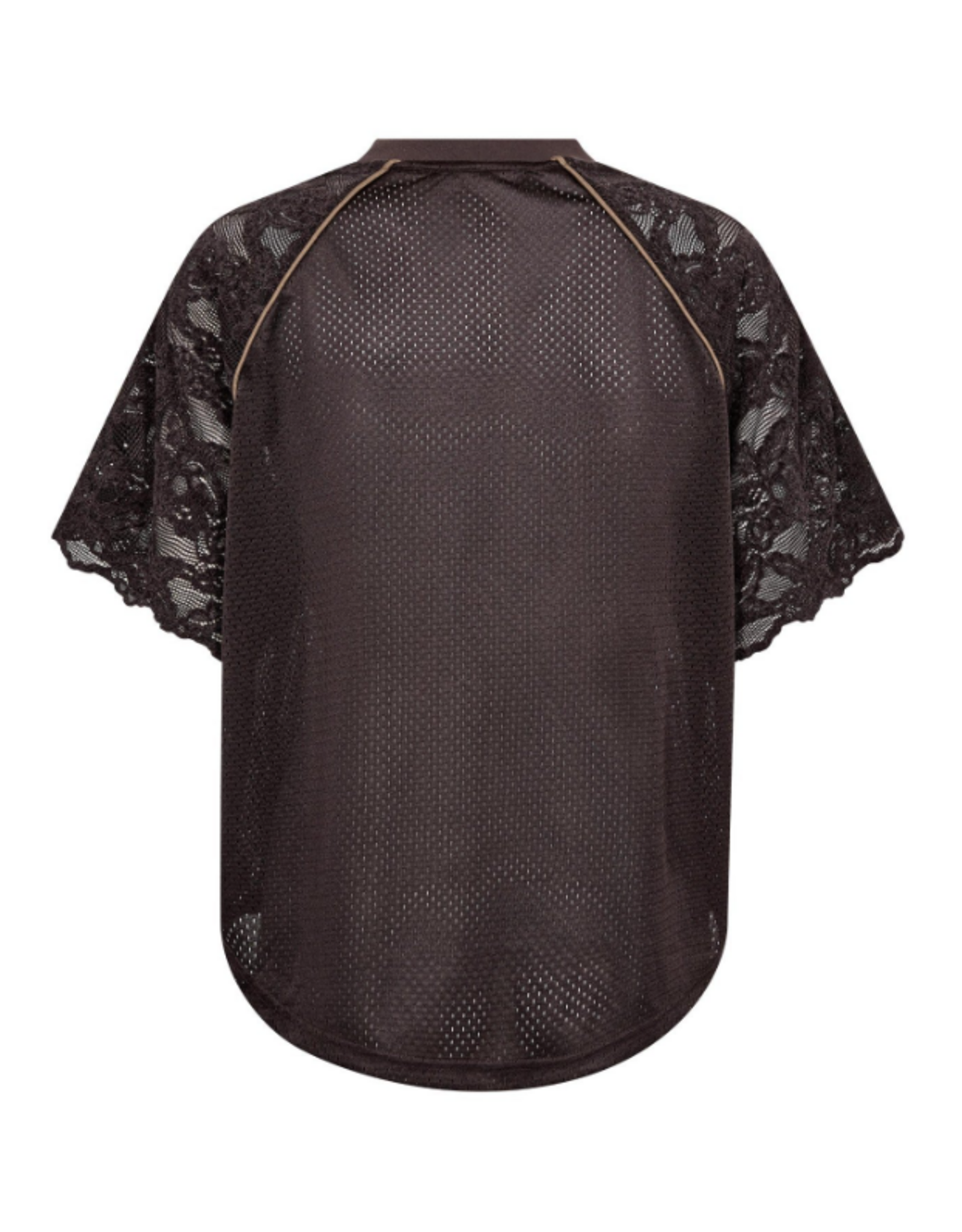 Co'Couture Trey Logo Lace Tee Dark Brown