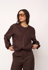 Co'Couture Luna Balloon Zip Jacket Dark Brown
