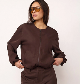 Co'Couture Luna Balloon Zip Jacket Dark Brown