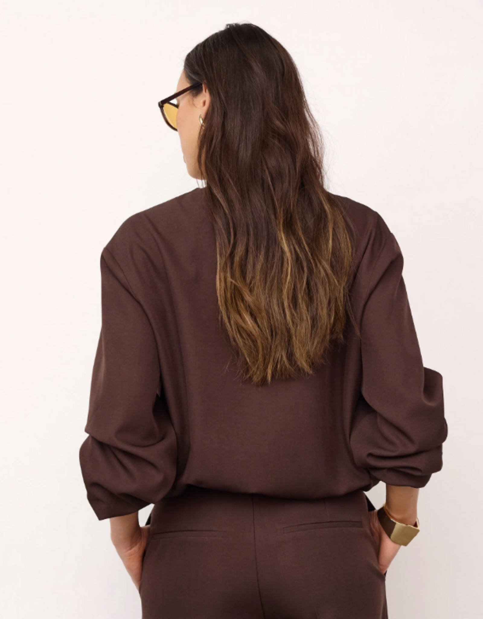 Co'Couture Luna Balloon Zip Jacket Dark Brown