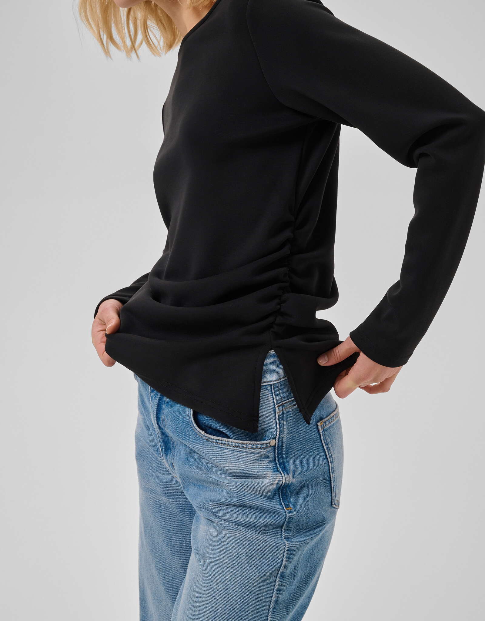 My Essential Wardrobe Helle Asymmetric Blouse Black
