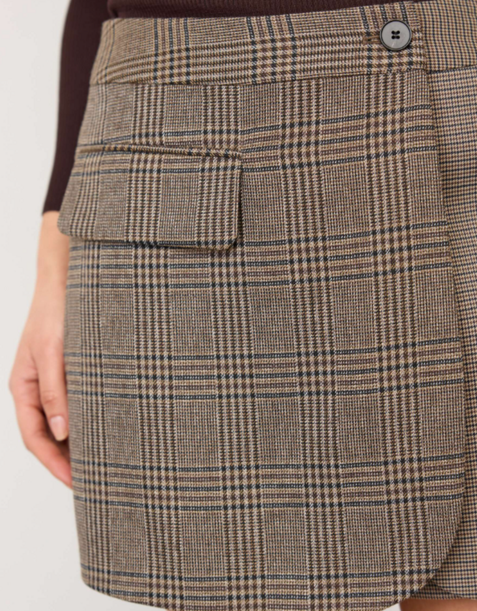 Co'Couture Veya Check Wrap Skort Brown
