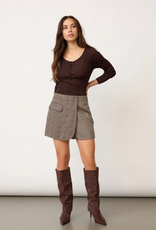 Co'Couture Veya Check Wrap Skort Brown