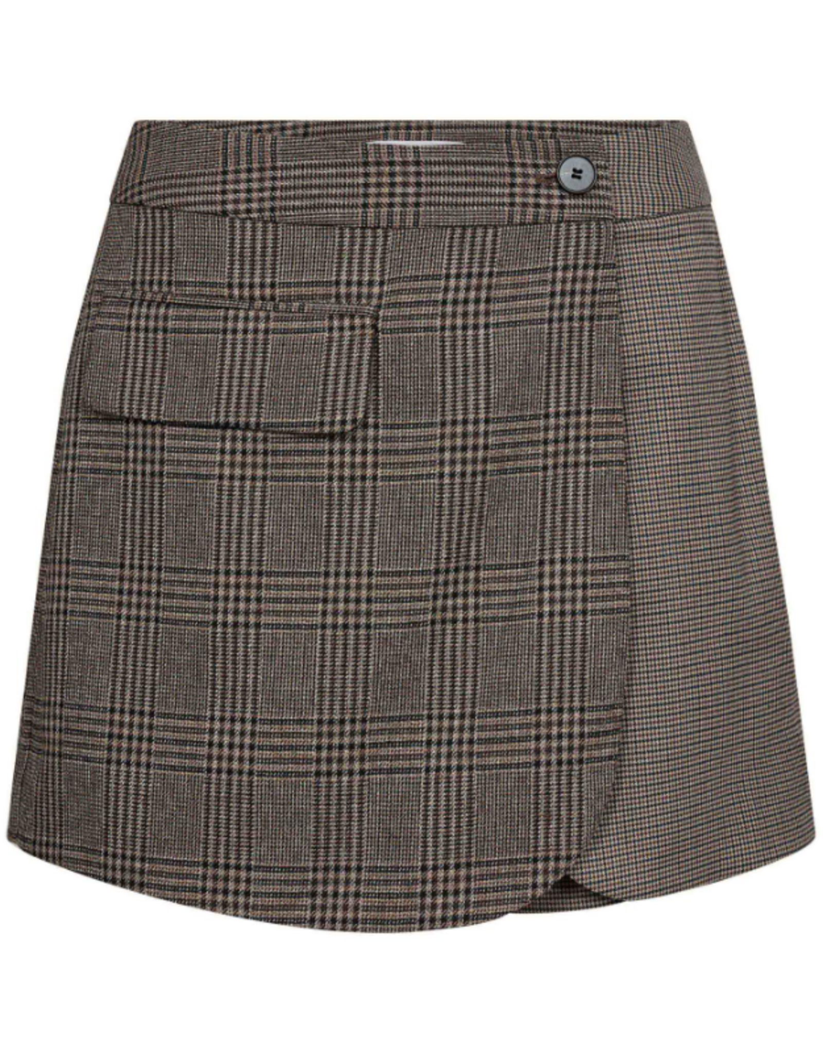 Co'Couture Veya Check Wrap Skort Brown