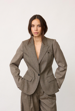 Co'Couture Veja Check Fitted Blazer Brown