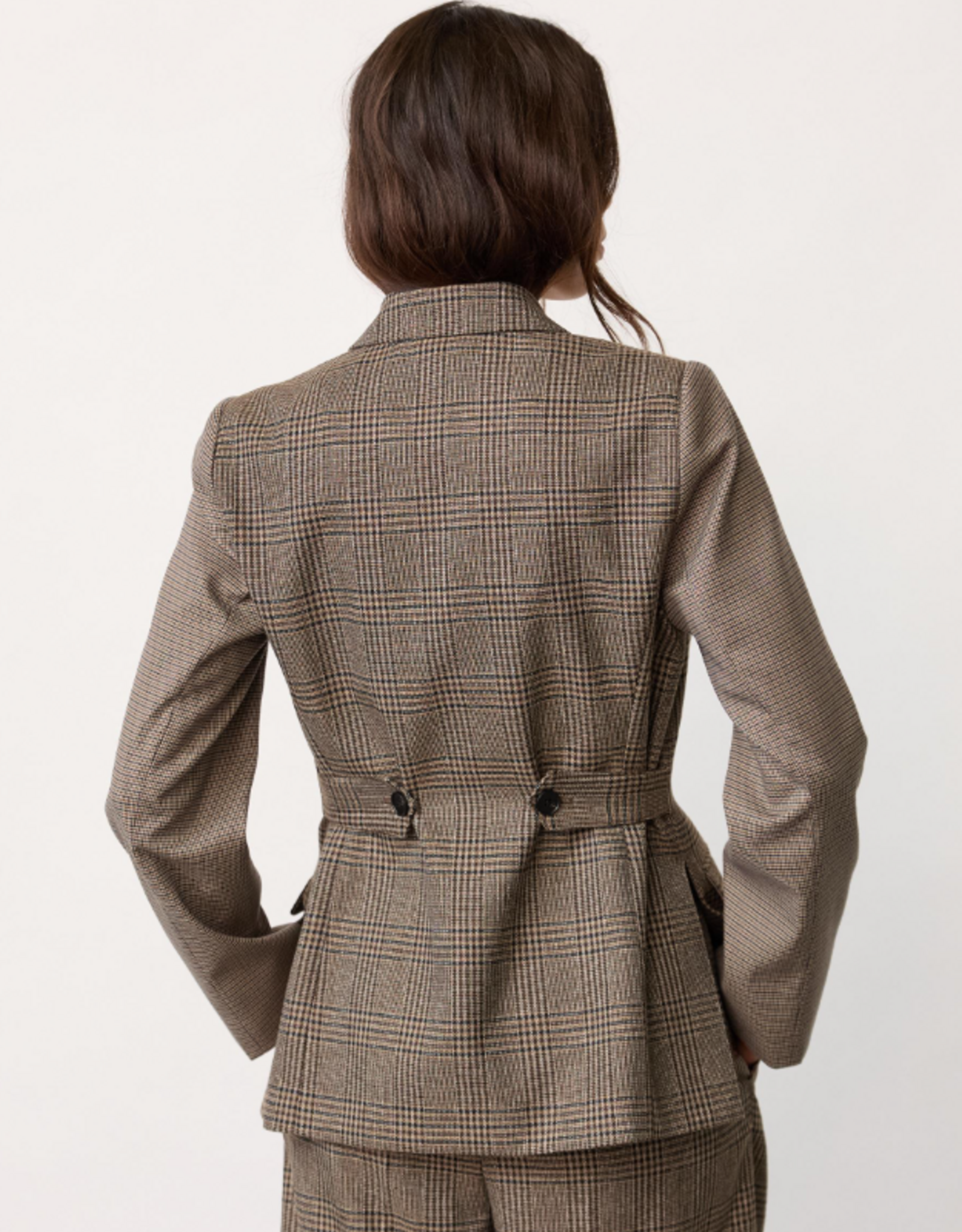 Co'Couture Veja Check Fitted Blazer Brown