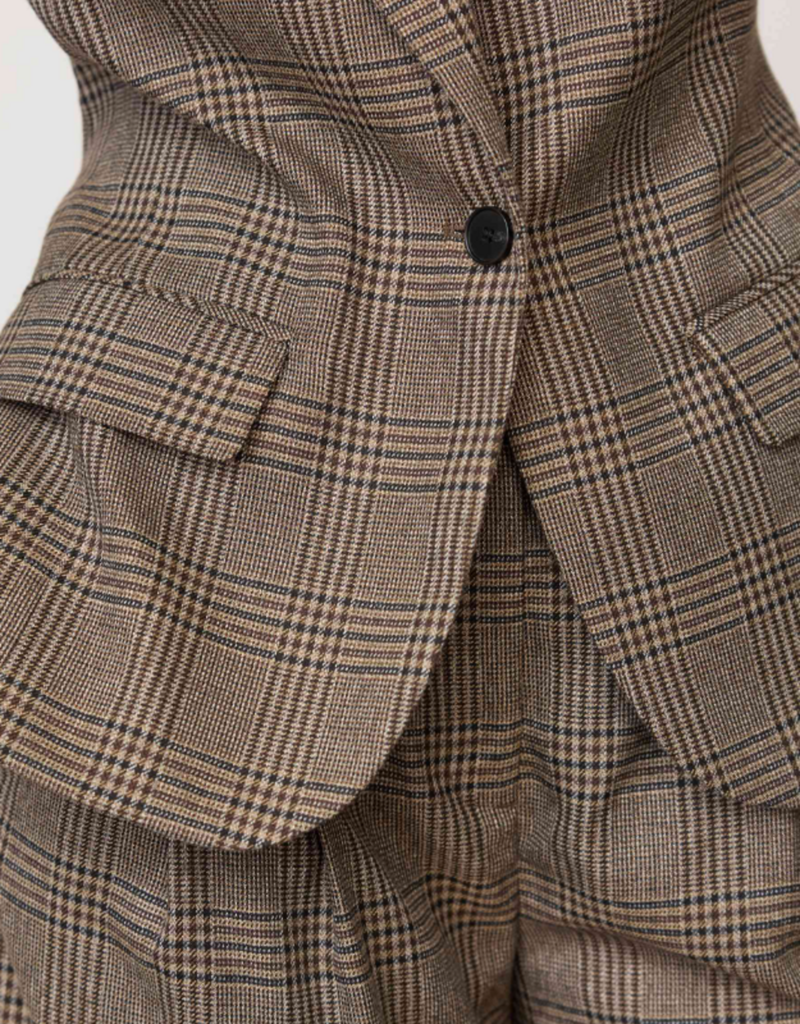Co'Couture Veja Check Fitted Blazer Brown