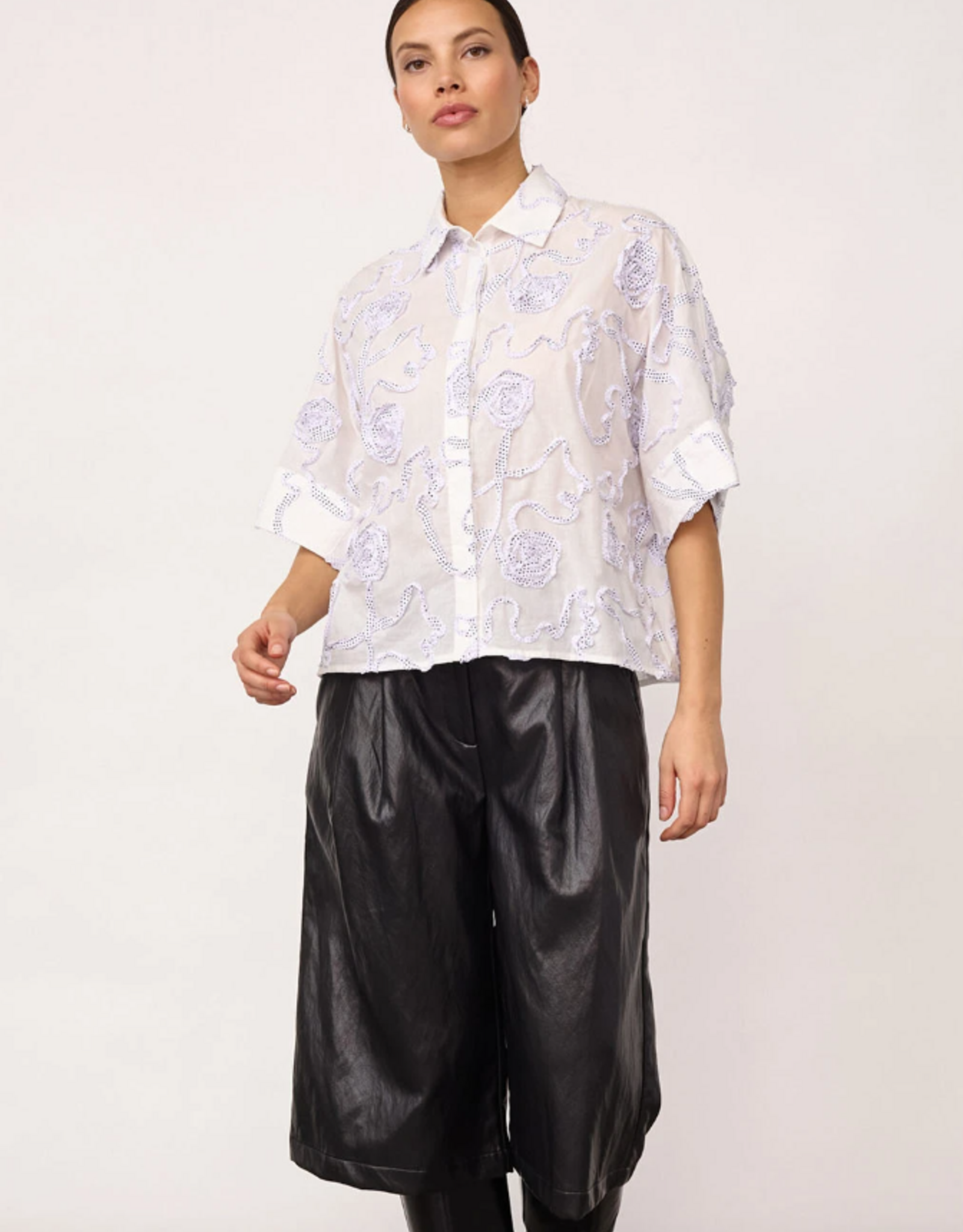 Co'Couture Elric Flower SS Shirt White