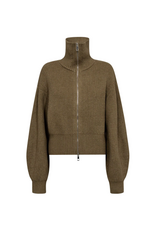 Co'Couture Row Zip Knit Cardigan Army