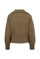 Co'Couture Row Zip Knit Cardigan Army