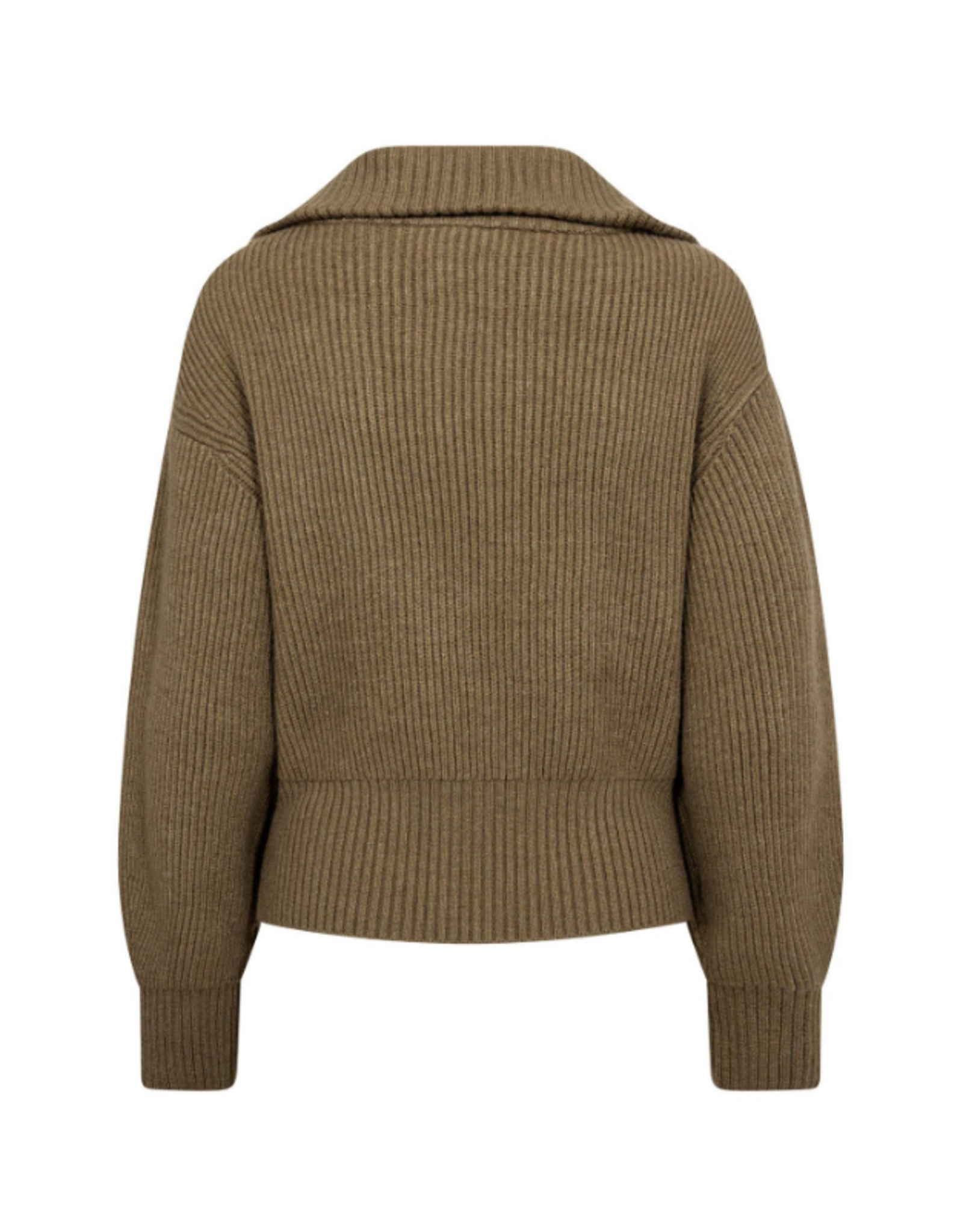 Co'Couture Row Zip Knit Cardigan Army