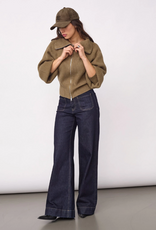 Co'Couture Row Zip Knit Cardigan Army