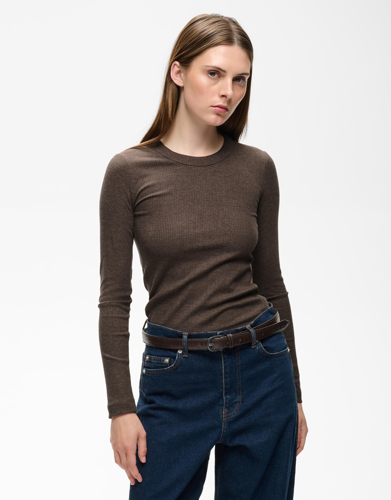 InWear Dagna Melange T-Shirt LS Chocolate Brown