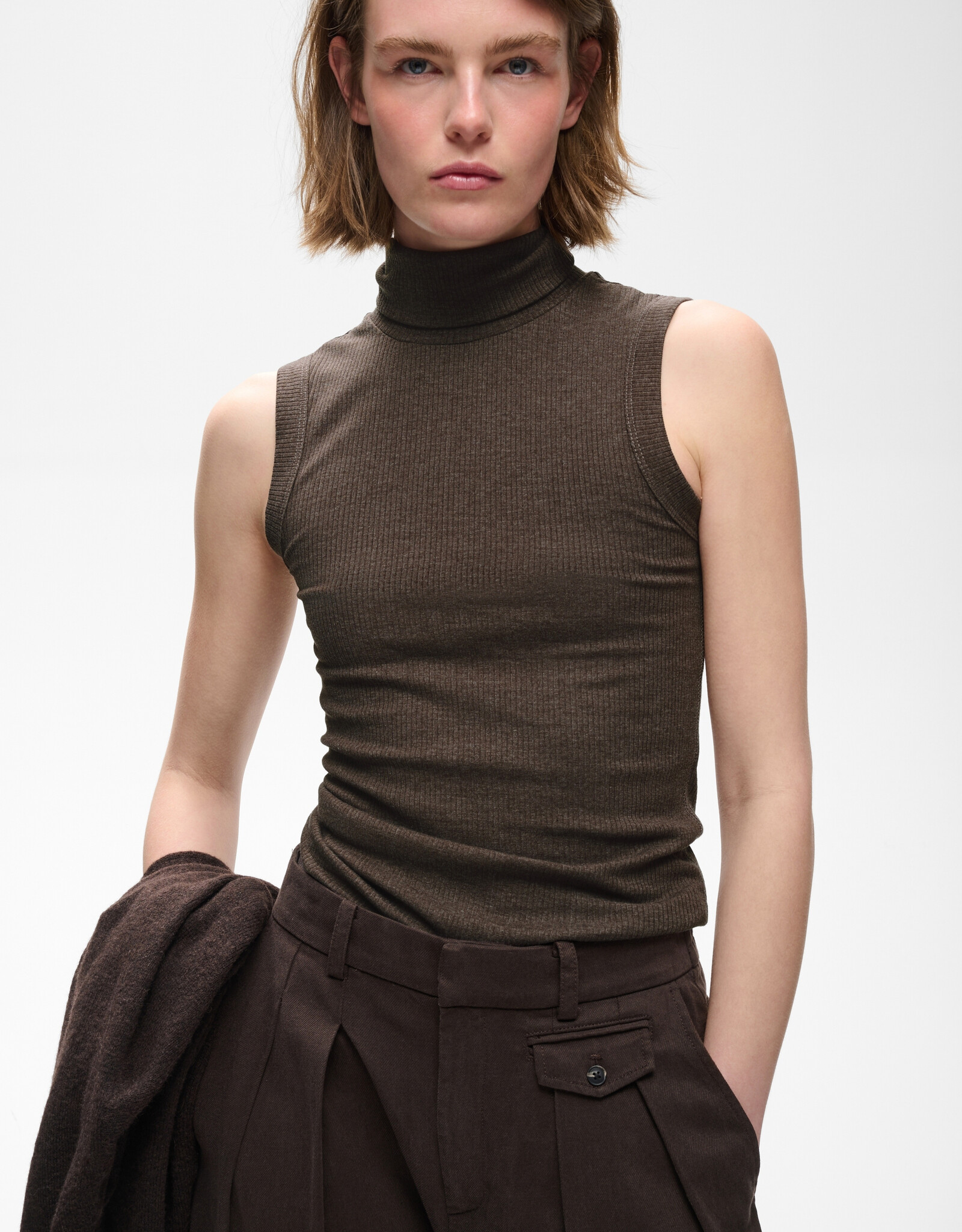 InWear Dagna Melange Rollneck Top Chocolate Brown