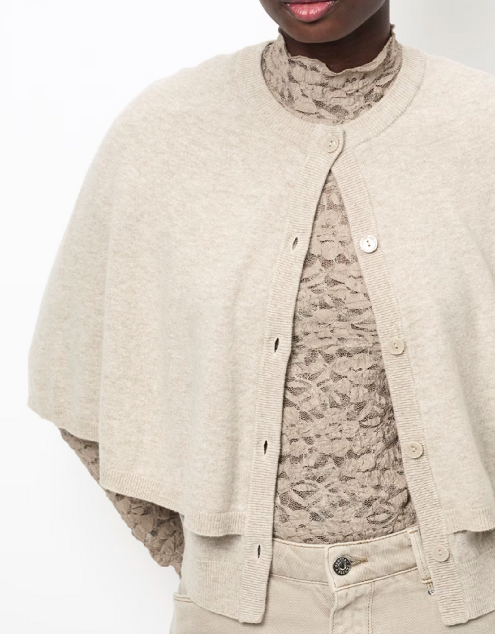 Dante 6 Irony Lace Turtle Neck Top Warm Greige