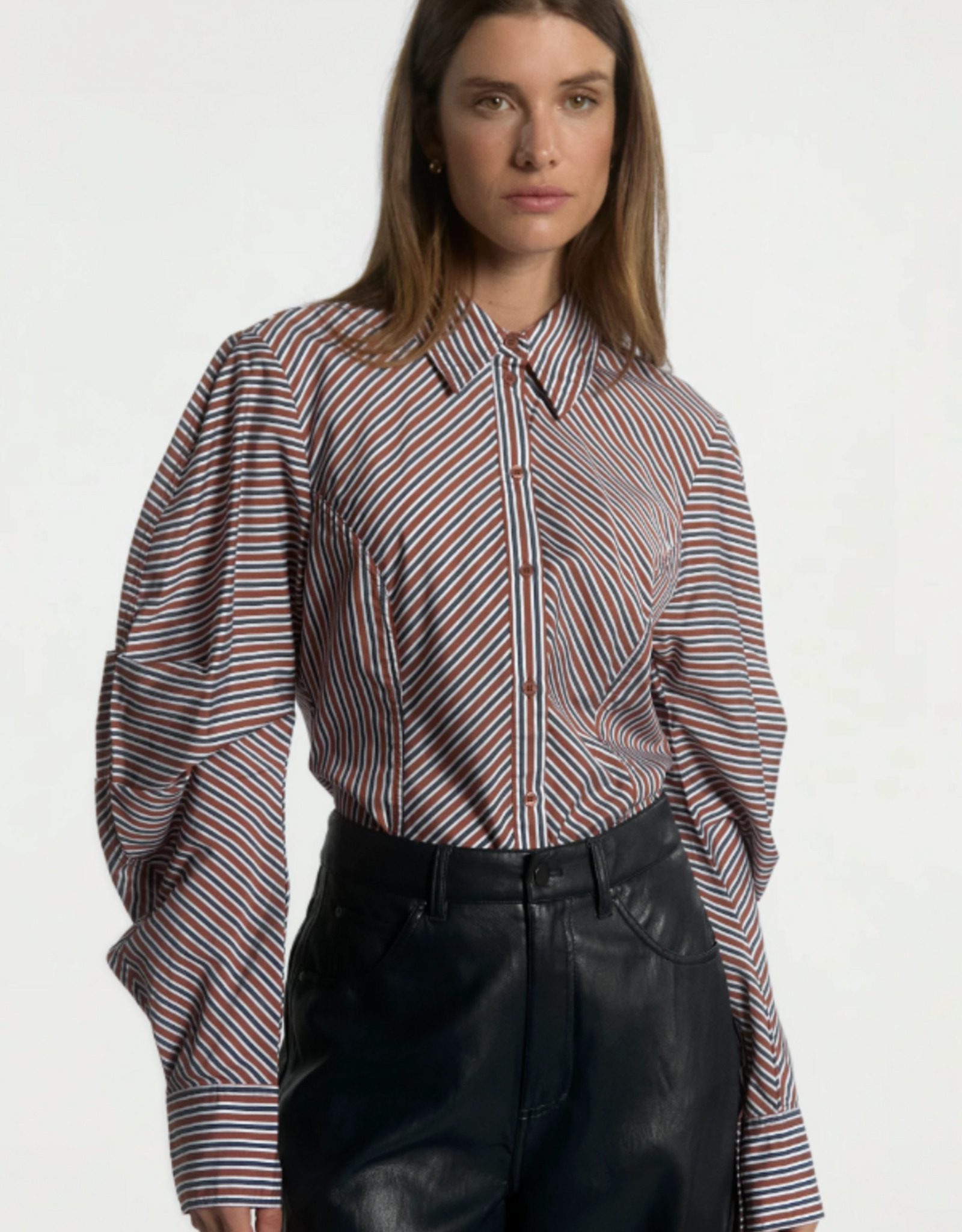 Aaiko Isabel Stripe Blouse Fudge