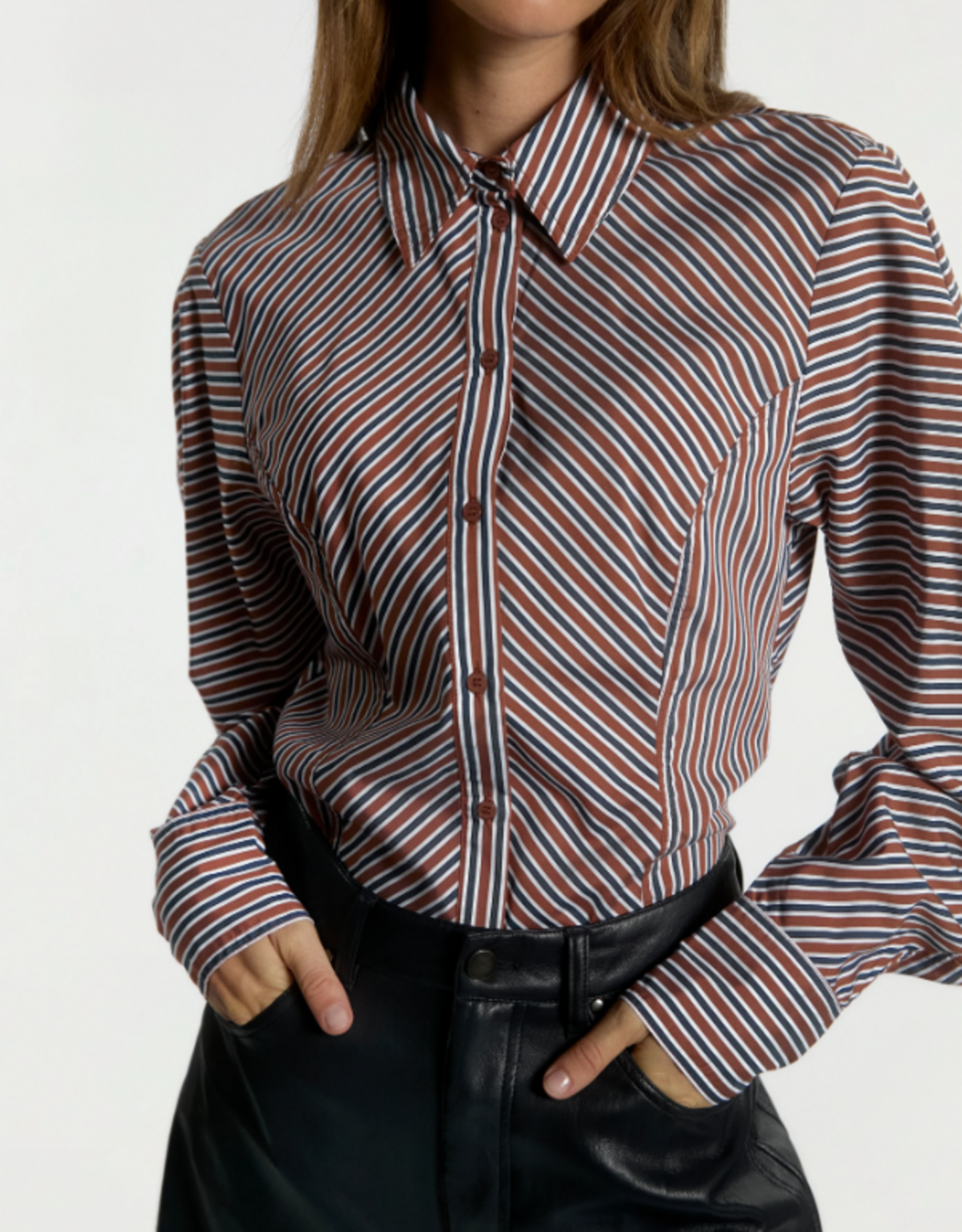 Aaiko Isabel Stripe Blouse Fudge