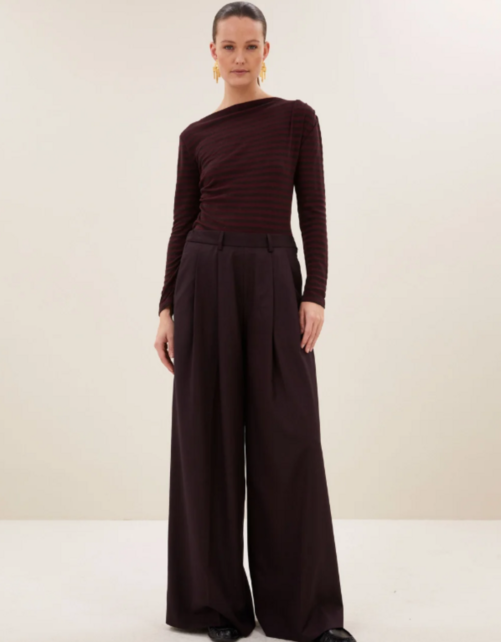 By Bar Leya Melange Stripe Top Pecan