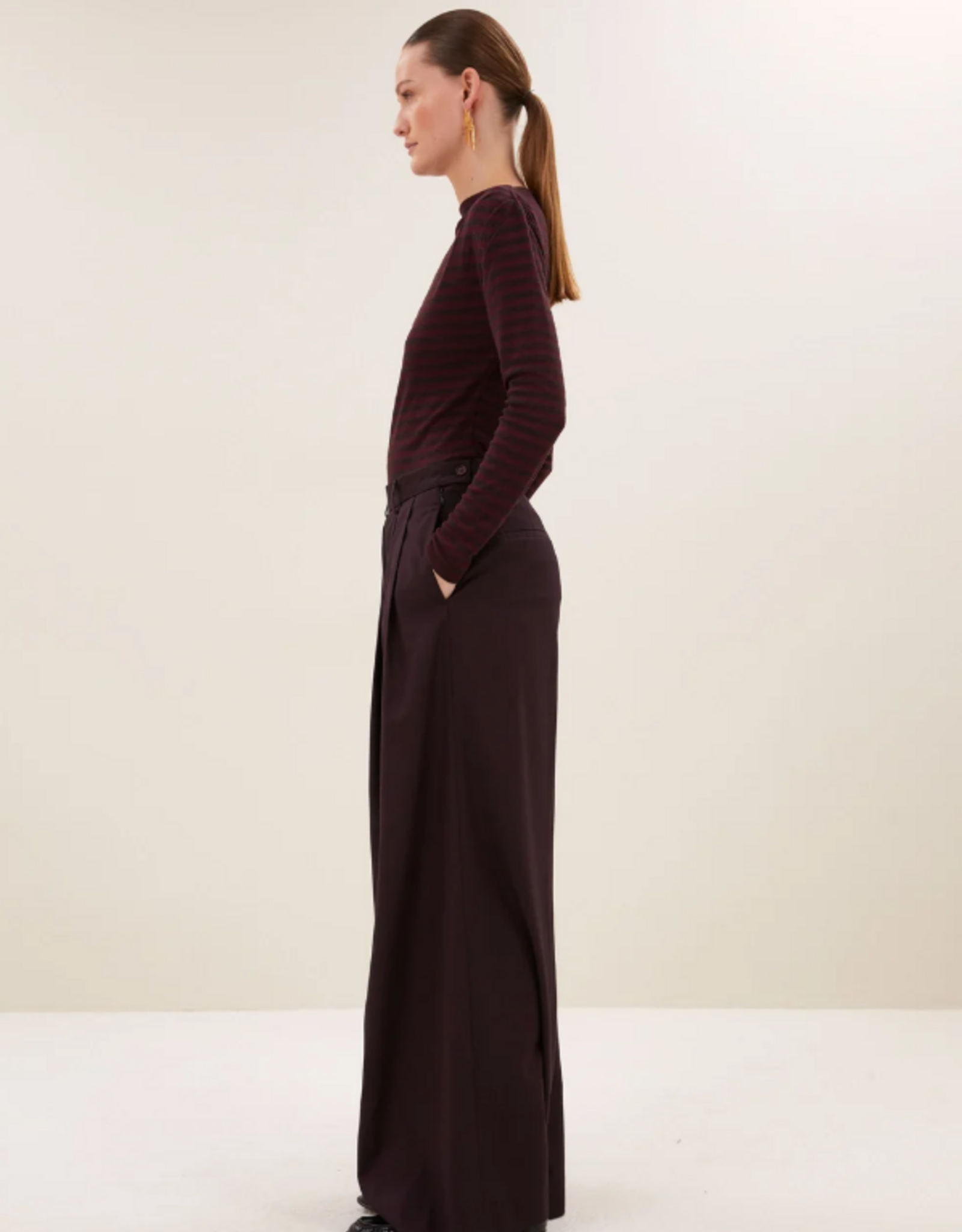 By Bar Leya Melange Stripe Top Pecan