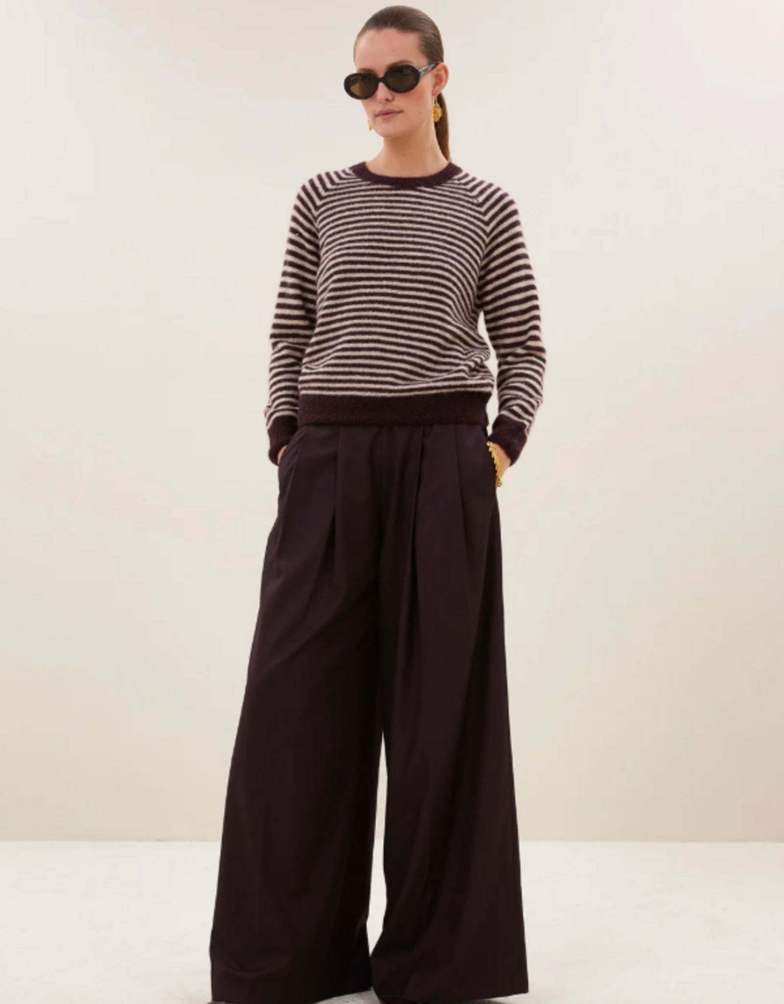 By Bar Sally Stripe Pullover Burgundy Chrush