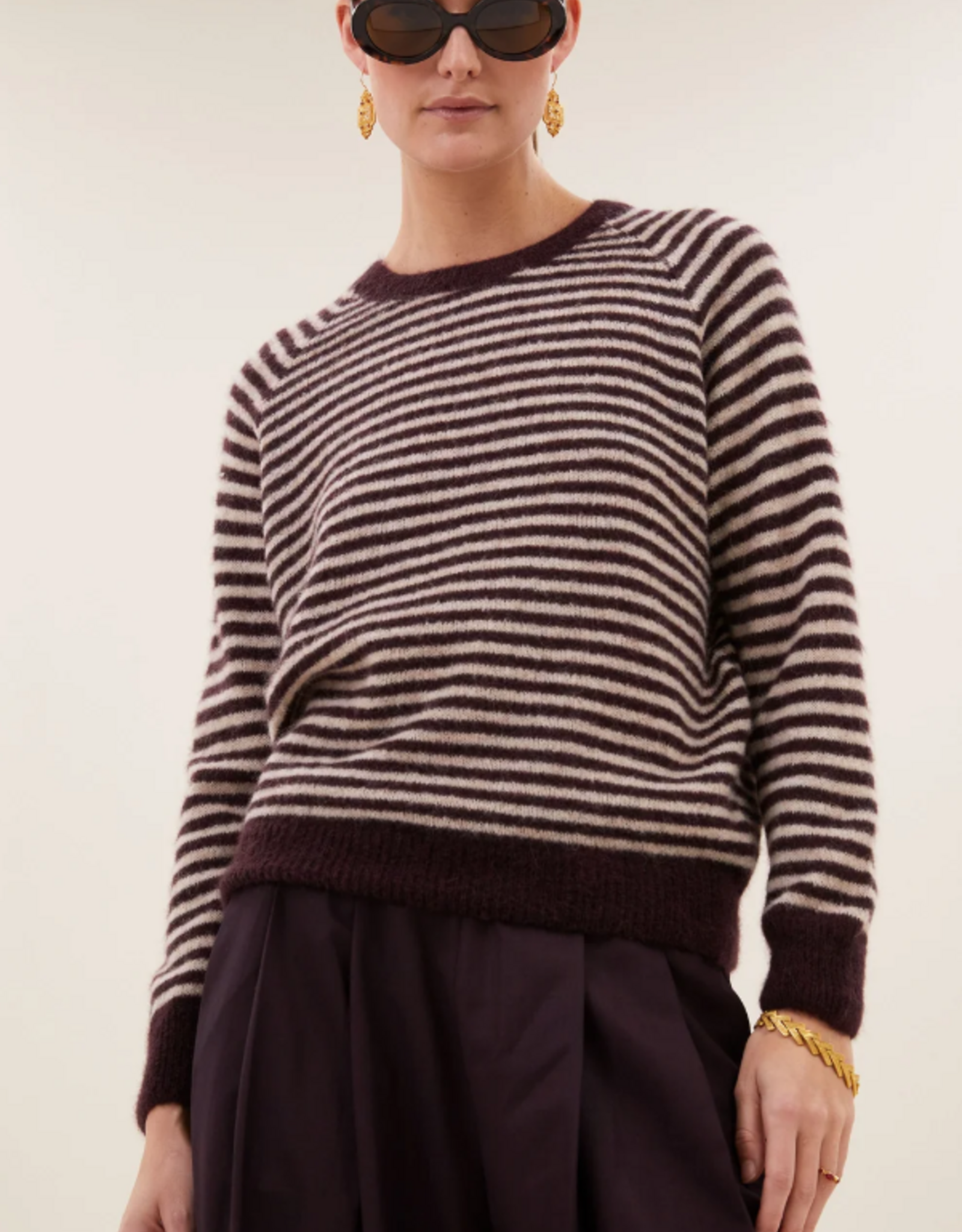 By Bar Sally Stripe Pullover Burgundy Chrush