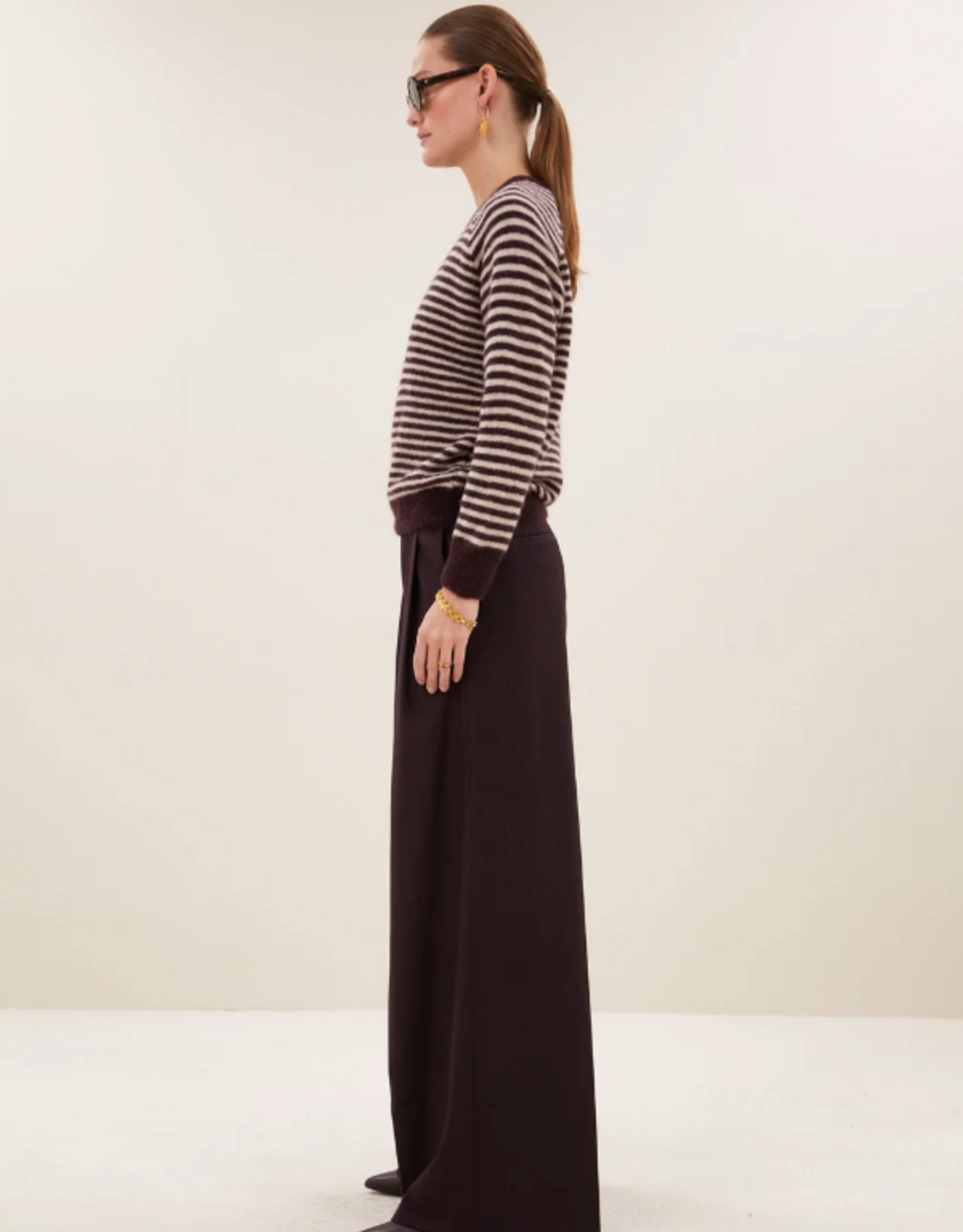 By Bar Sally Stripe Pullover Burgundy Chrush