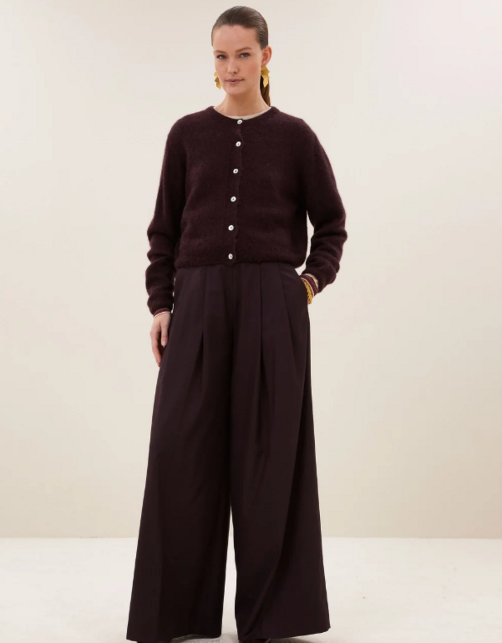 By Bar Cleo Cardigan Deep Wine