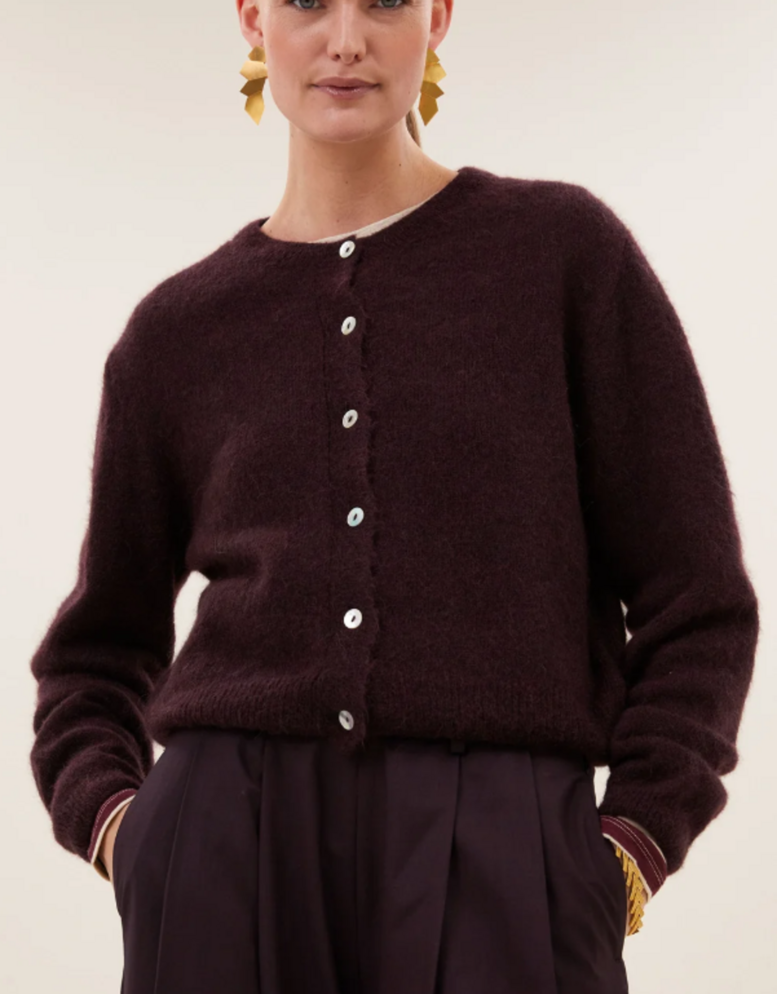 By Bar Cleo Cardigan Deep Wine