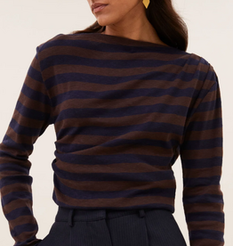 By Bar Leya Big Stripe Top Coffee Bean